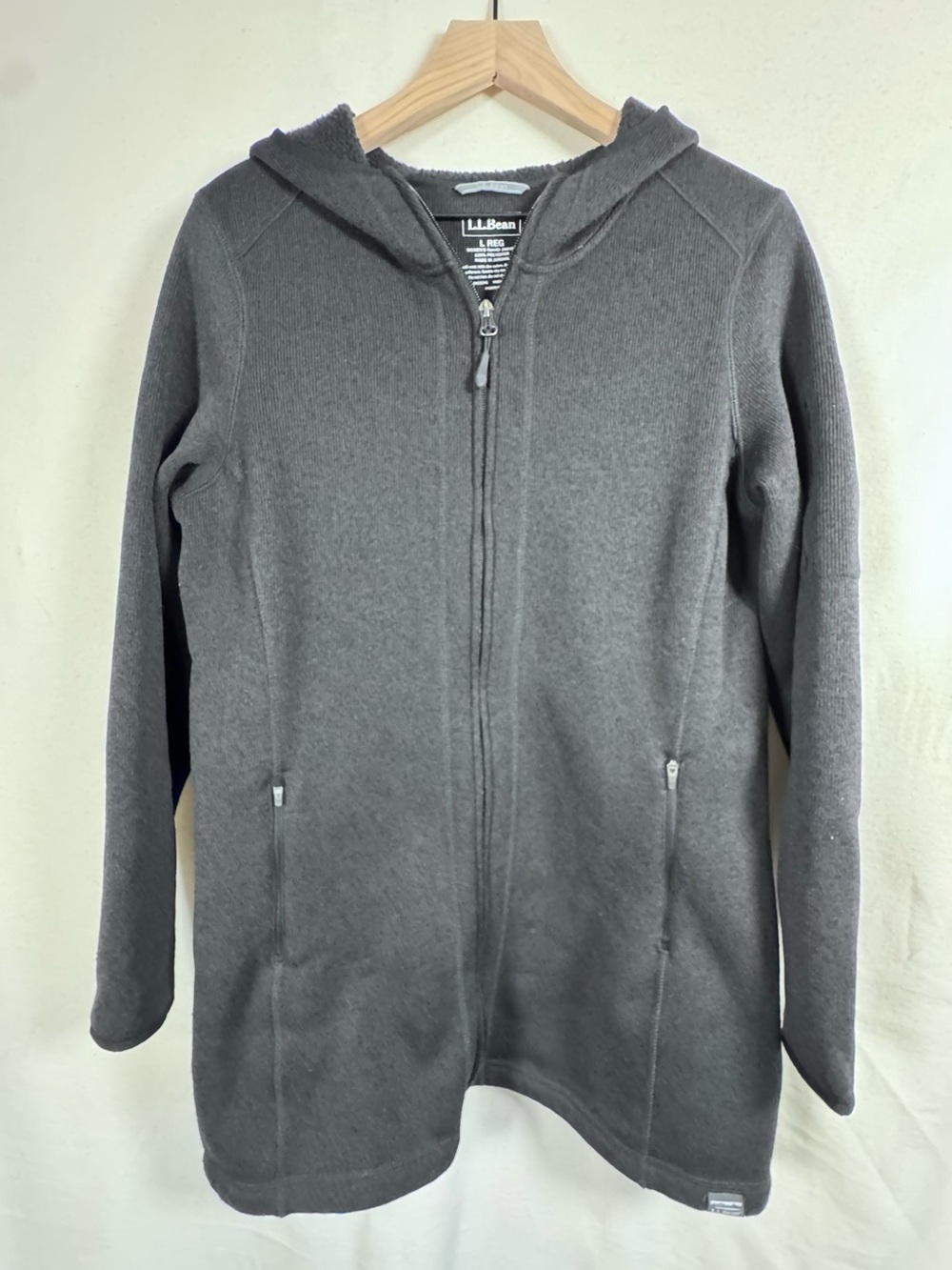 Women’s L.L. Bean Sweater Fleece Coat Black